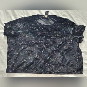 Hot Topic Black Velvet Tee with Multicolor Constellation Print